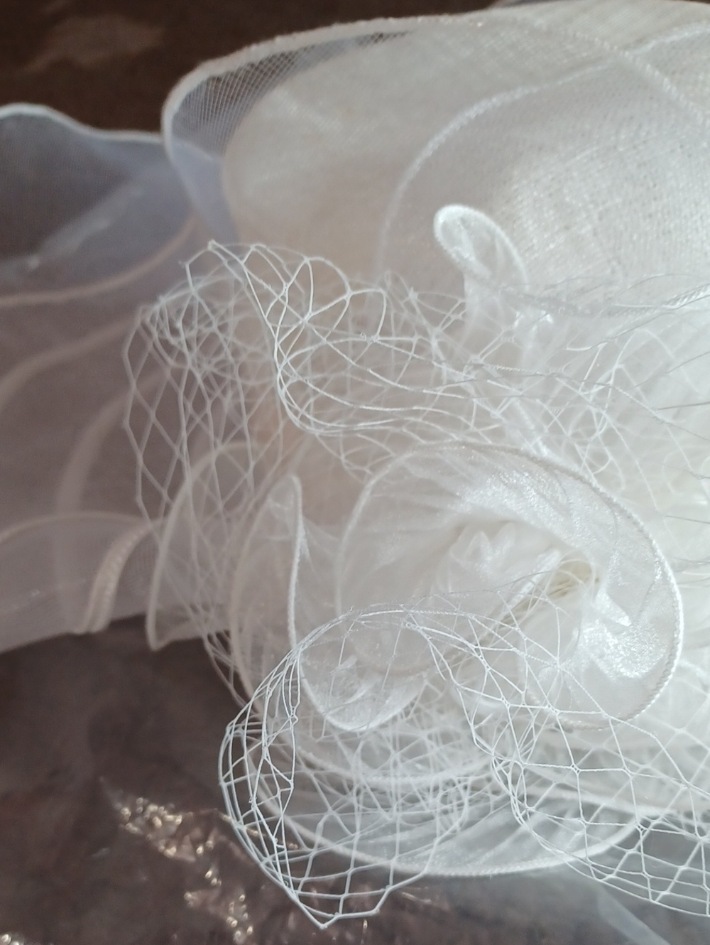 White Floral Mesh Bridal HeadpieceWoodstock! Church Special Occasion